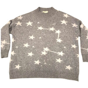 Dreamers Women's Fuzzy Stars Sweater Size 2XL Gray High Neck Soft Whimsigoth